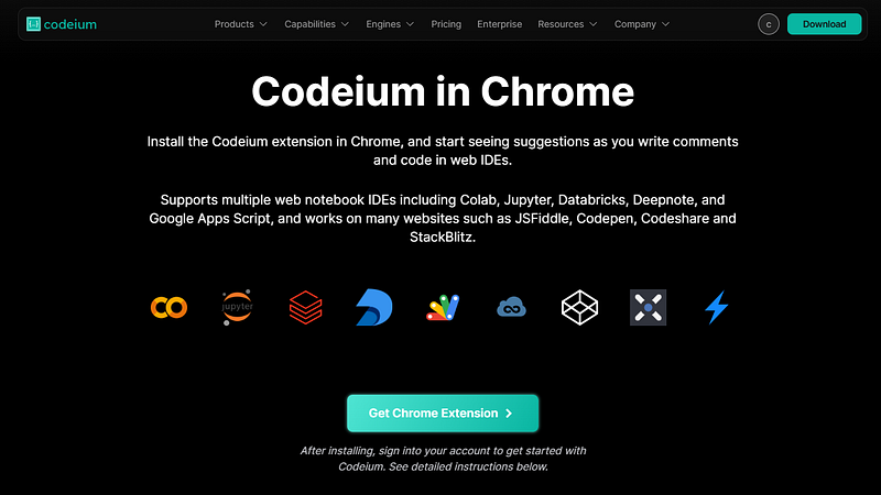 Install the Codeium extension in Chrome