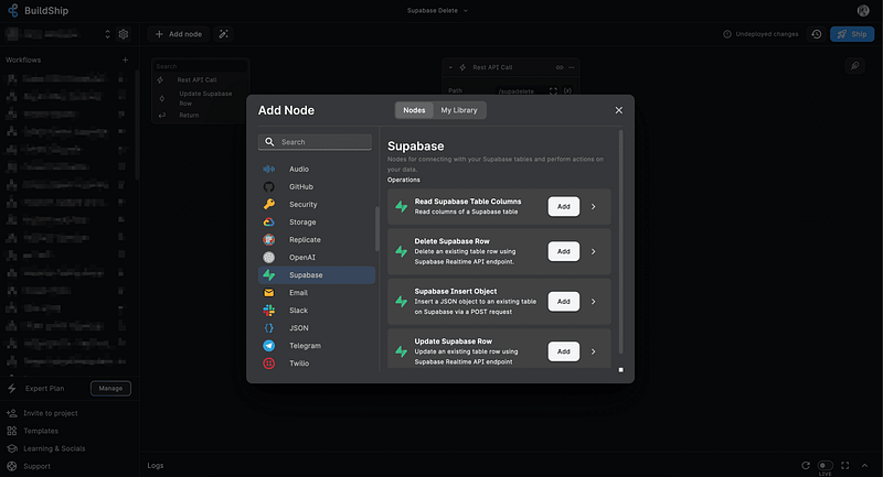 1–1 Integrate Supabase DB with BuildShip