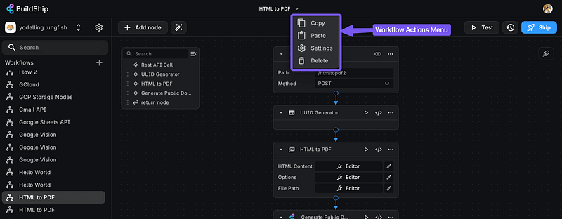 NEW In BuildShip, copy and pasting functionality