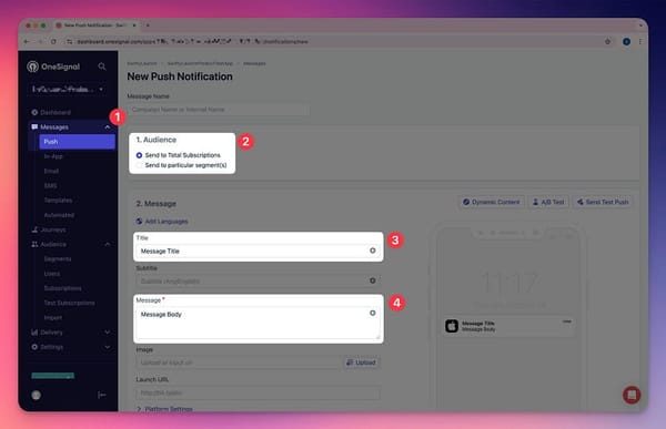 Sending Push Notifications Using the OneSignal Dashboard